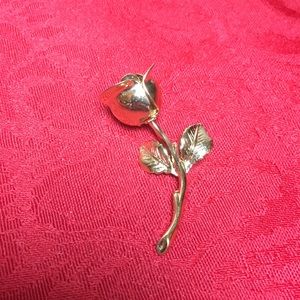 💎 Vintage Monet Rose Pin Brooch Gold Toned